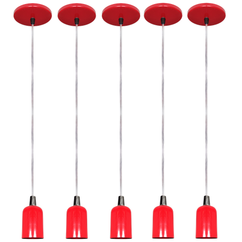 Kit 05 Pendente Moderno Modelo Clean Vermelho Todos Ambiente