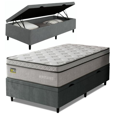 Cama Box Baú Colchão Solteiro Ortopédico D33 88x188x75cm Minotauro Hellen - Suporta até 120 kg