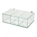 Ver imagem 1 de Caixa de Vidro Multiuso com Divisórias Fundo Espelhado Tampa Guardar Jóias Decorativa Forma