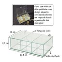 Ver imagem 2 de Caixa de Vidro Multiuso com Divisórias Fundo Espelhado Tampa Guardar Jóias Decorativa Forma