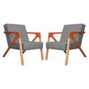 Ver imagem 1 de Conjunto 2 Poltronas Monalisa Com Braços de Madeira Linho Cinza - LM DECOR