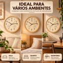 Ver imagem 4 de Relogio de Parede Estilo Madeira Decorativo Redondo Silencioso Quarto Escritorio Studio Moderno Bege