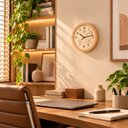 Ver imagem 5 de Relogio de Parede Estilo Madeira Decorativo Redondo Silencioso Quarto Escritorio Studio Moderno Bege