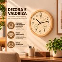 Ver imagem 6 de Relogio de Parede Estilo Madeira Decorativo Redondo Silencioso Quarto Escritorio Studio Moderno Bege