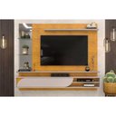 Ver imagem 1 de Rack Bancada C/ Painel P/ Tv até 60 Polegadas Ravi Prateleiras e Nicho 180x152cm Cedro/bali - Dj M