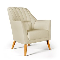 Poltrona Orion Bordada com Puff Quasar Suede Bege Aradecor - 2