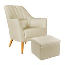 Ver imagem 1 de Poltrona Orion Bordada com Puff Quasar Suede Bege Aradecor