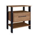 Ver imagem 2 de Mesa de Apoio Lateral Estilo Industrial 54 X 60 X 35 Cm 1 Gaveta Mdp Mel Preto - Clicklar
