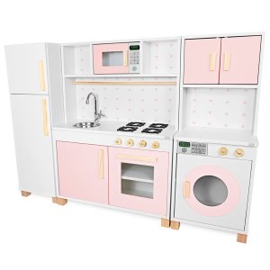 Cozinha Infantil Rosa Bebê de Brinquedo com Geladeira e Lavadora - Mdf
