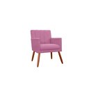 Ver imagem 1 de Poltrona Decorativa Cecília Suede Rosa Pés Madeira Mz Decor