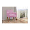 Ver imagem 3 de Poltrona Decorativa Cecília Suede Rosa Pés Madeira Mz Decor