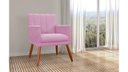 Ver imagem 3 de Poltrona Decorativa Cecília Suede Rosa Pés Madeira Mz Decor