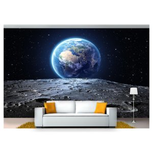 Papel De Parede Lua Noite Terra Espaço Céu 3D 7,50m² Lua25