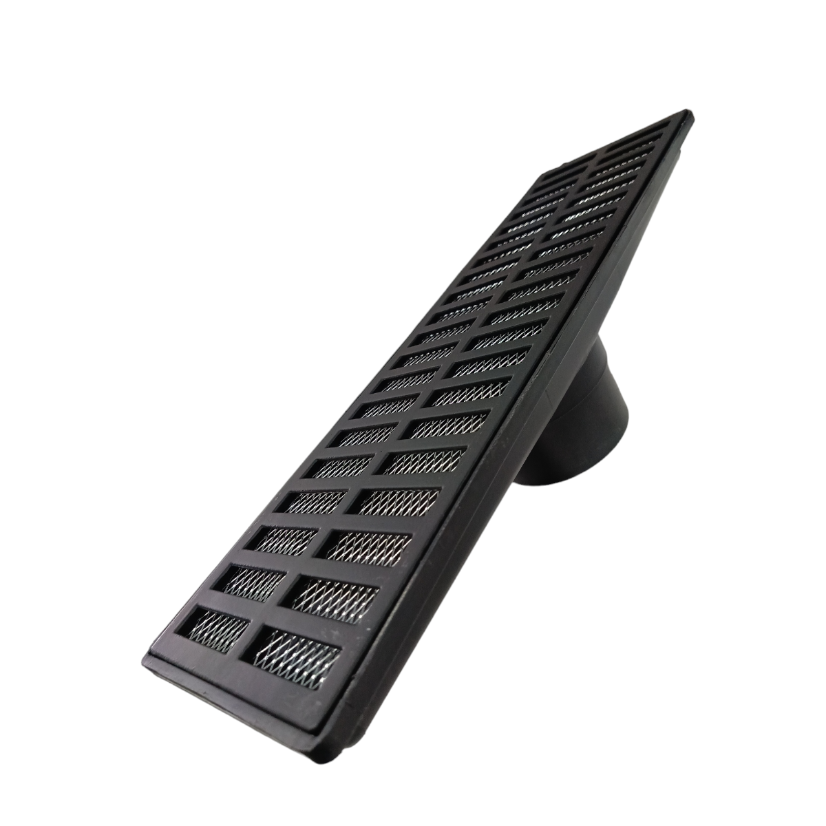 Grelha Pluvial Preto 15x50 Coletor 100mm Fundo e Tela - 1