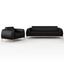 Ver imagem 1 de Kit Sofá 3 Lugares 210cm com Poltrona Molino Pés D'ouro D02 Couríssimo Preto B-159 - Lyam Decor