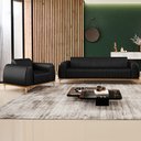 Ver mais imagens de Kit Sofá 3 Lugares 210cm com Poltrona Molino Pés D'ouro D02 Couríssimo Preto B-159 - Lyam Decor