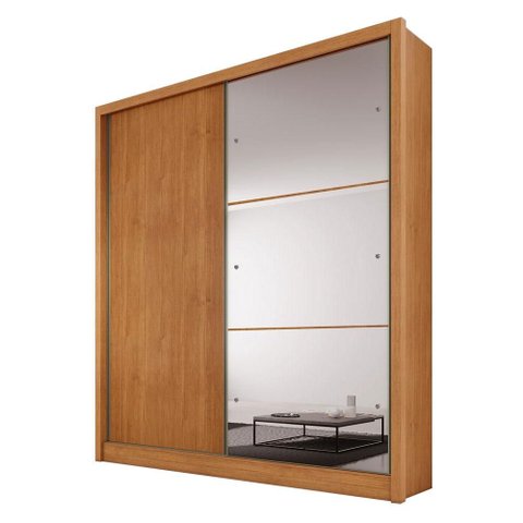 Guarda Roupa Casal Dante Plus 2 Portas 3 Gavetas com Espelho Cinamomo - Novo Horizonte