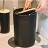 Kit Banheiro Lavabo Lixeira Escova Sanitária Bambu Decoração:preto - 4