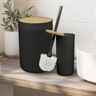 Kit Banheiro Lavabo Lixeira Escova Sanitária Bambu Decoração:preto - 3