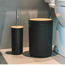 Kit Banheiro Lavabo Lixeira Escova Sanitária Bambu Decoração:preto - 2