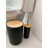 Kit Banheiro Lavabo Lixeira Escova Sanitária Bambu Decoração:preto - 7