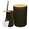 Kit Banheiro Lavabo Lixeira Escova Sanitária Bambu Decoração:preto - 1