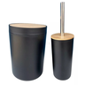 Kit Banheiro Lavabo Lixeira Escova Sanitária Bambu Decoração:preto - 9