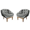 Ver imagem 2 de Kit 2 Poltronas Decorativa Confort Veludo CINZA SKY MOBILE