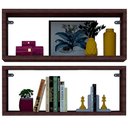 Ver imagem 1 de Kit 2 Nicho Retangular Nova Imbuia 50x20x10p Mdf Decorativo