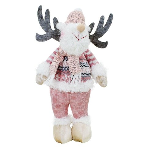 Boneco Natal Rena Rosa Natalina Tecido 44,5cm