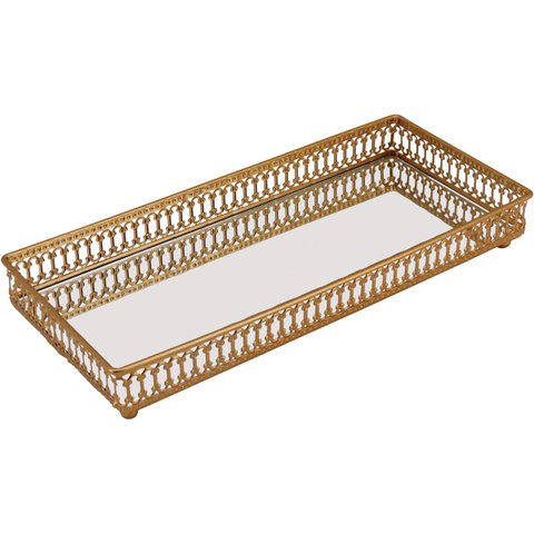 ZAREE BANDEJA 4x30x13cm METAL DOURADO ESPELHADO