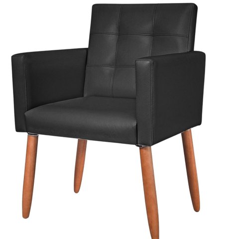 Poltrona Decorativa Tecido Corano Pés Palito para Recepção Clinica Base Reforçada