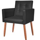 Ver imagem 1 de Poltrona Decorativa Tecido Corano Pés Palito para Recepção Clinica Base Reforçada