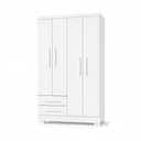 Ver imagem 2 de Kit Quarto Beliche Madrid 2 Camas + Guarda-Roupa Paris 4 Portas 2 Gavetas com 2 Colchões - Branco