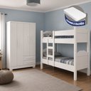 Ver imagem 4 de Kit Quarto Beliche Madrid 2 Camas + Guarda-Roupa Paris 4 Portas 2 Gavetas com 2 Colchões - Branco