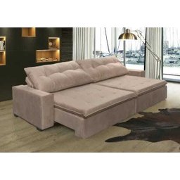 Sofá Retrátil e Reclinável Oklahoma 2,62M com Molas Tecido Suede - 1