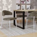 Ver imagem 2 de Kit 06 Cadeiras Estofada para Sala de Jantar Serena Branco C01 Linho Lautrec Marrom - Lyam Decor