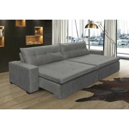 Sofá Retrátil e Reclinável Oklahoma 3,02M com Molas Tecido Suede - 1