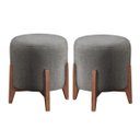 Ver imagem 1 de Kit 2 Puff Decorativo para Sala Redondo Luxo Atenas Veludo:cinza