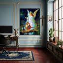 Ver imagem 1 de Quadro Anjo da Guarda Protegendo Crianças Ponte - 70x50cm:moldura Preta