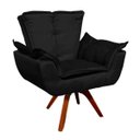 Ver imagem 1 de Poltrona Decorativa Giratória Gran Opala Base Madeira Acetinado Preto