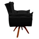Ver imagem 2 de Poltrona Decorativa Giratória Gran Opala Base Madeira Acetinado Preto