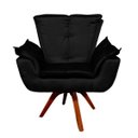 Ver imagem 3 de Poltrona Decorativa Giratória Gran Opala Base Madeira Acetinado Preto