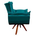 Ver imagem 3 de Poltrona Decorativa Giratória Gran Opala Base Madeira Acetinado Azul