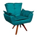 Ver imagem 1 de Poltrona Decorativa Giratória Gran Opala Base Madeira Acetinado Azul