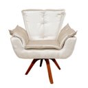 Ver imagem 2 de Poltrona Decorativa Giratória Gran Opala Base Madeira Acetinado Bege