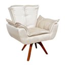Ver imagem 1 de Poltrona Decorativa Giratória Gran Opala Base Madeira Acetinado Bege