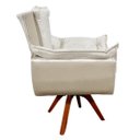 Ver imagem 3 de Poltrona Decorativa Giratória Gran Opala Base Madeira Acetinado Bege
