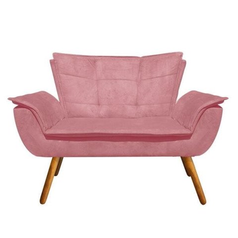 Sofá Retrô Namoradeira Opala Suede Rose - D'Rossi