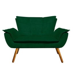 Sofá Retrô Namoradeira Opala Suede Verde - D'Rossi - 1 Sofá Retrô Namoradeira Opala Suede Verde - D'Rossi - 1